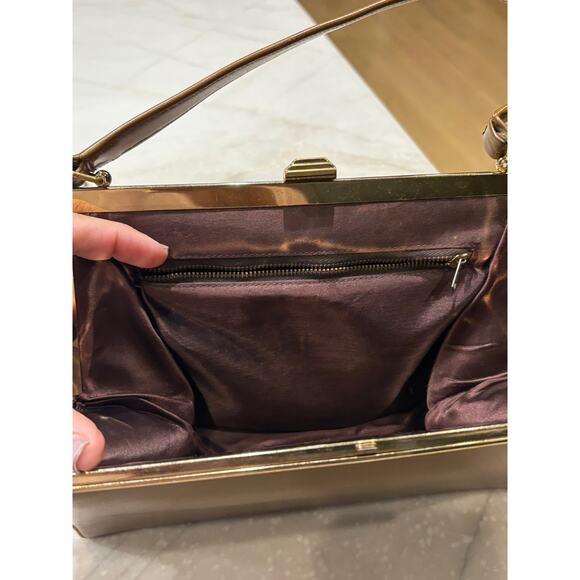 Vintage Brown Gold Snap Closure Purse Bag - Picture 3 of 4